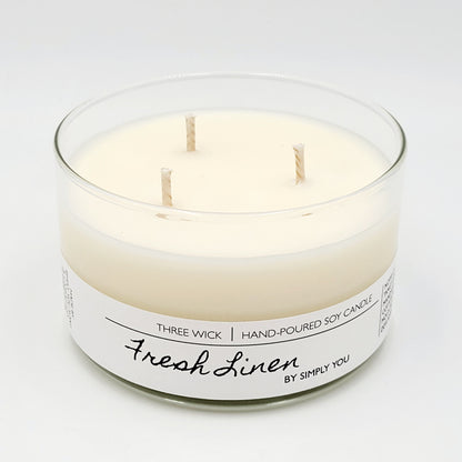 Fresh Linen 3 Wick Soy Candle