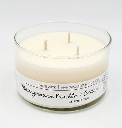 Madagascar Vanilla & Cedar 3 Wick Soy Candle