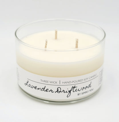 Lavender Driftwood 3 Wick Soy Candle