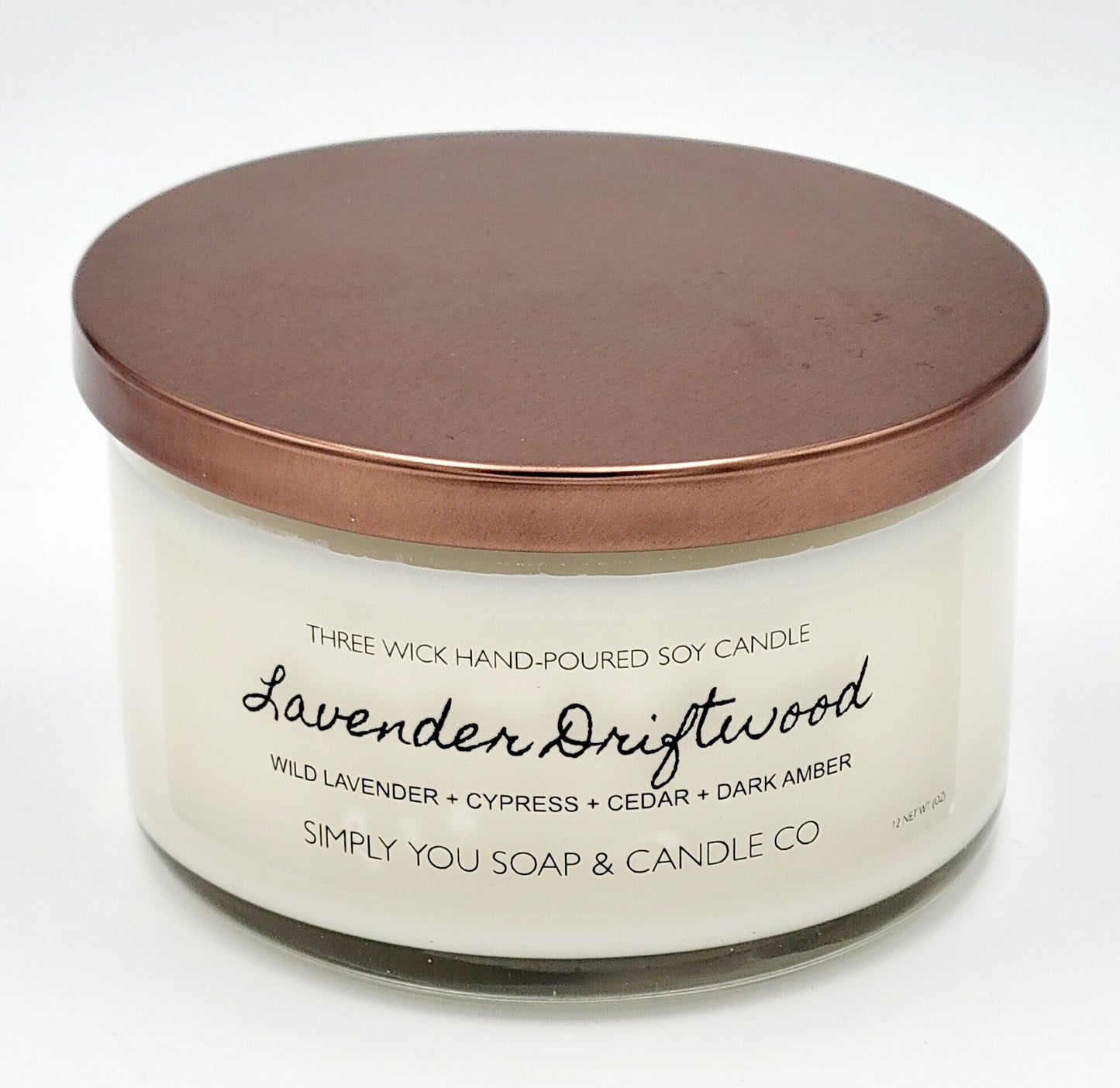 Lavender Driftwood 3 Wick Soy Candle