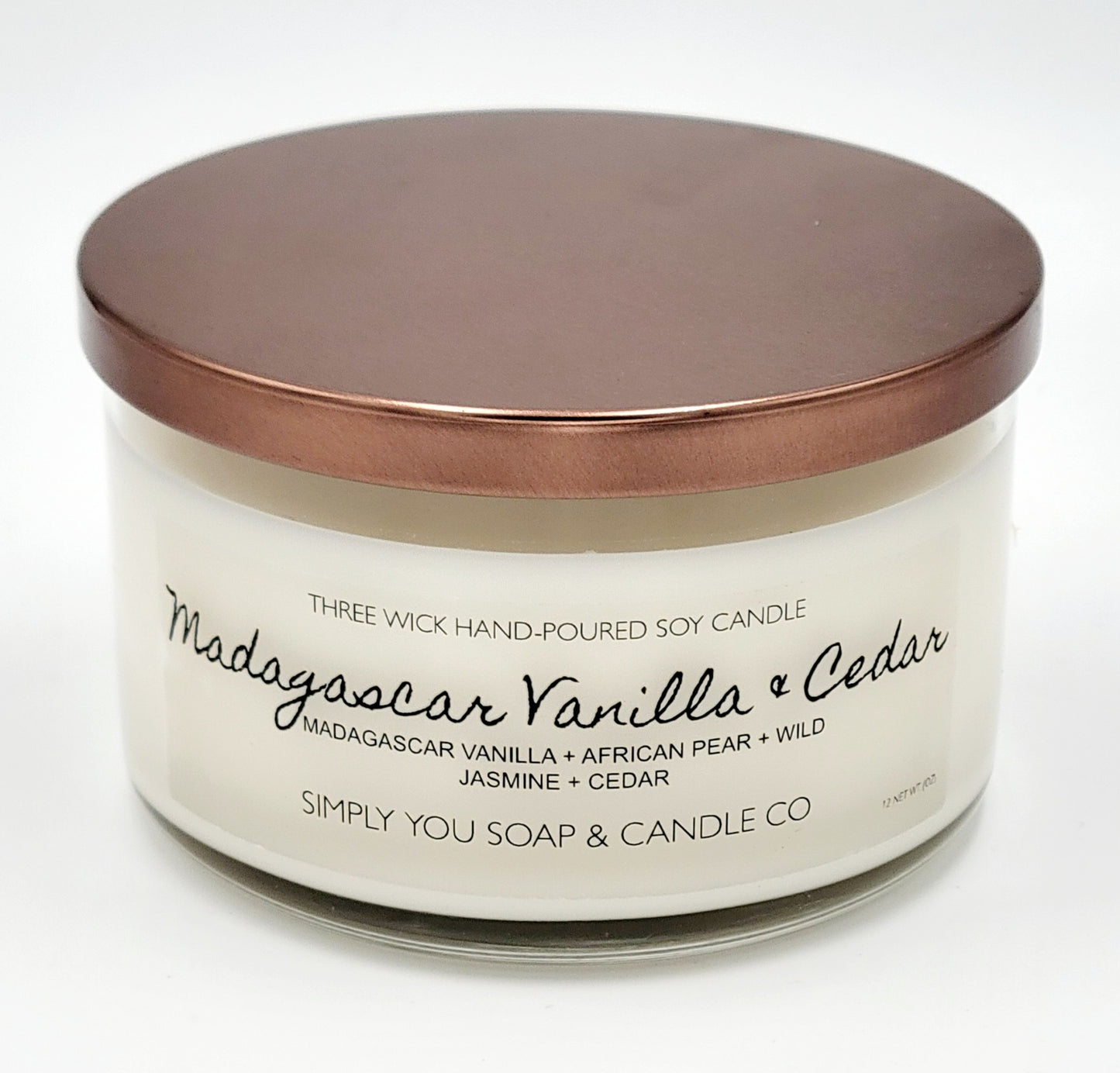 Madagascar Vanilla & Cedar 3 Wick Soy Candle
