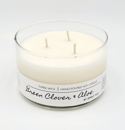 Green Clover & Aloe 3 Wick Soy Candle