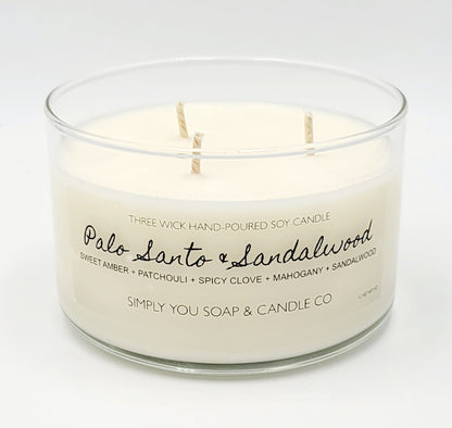 Palo Santo & Sandalwood 3 Wick Soy Candle