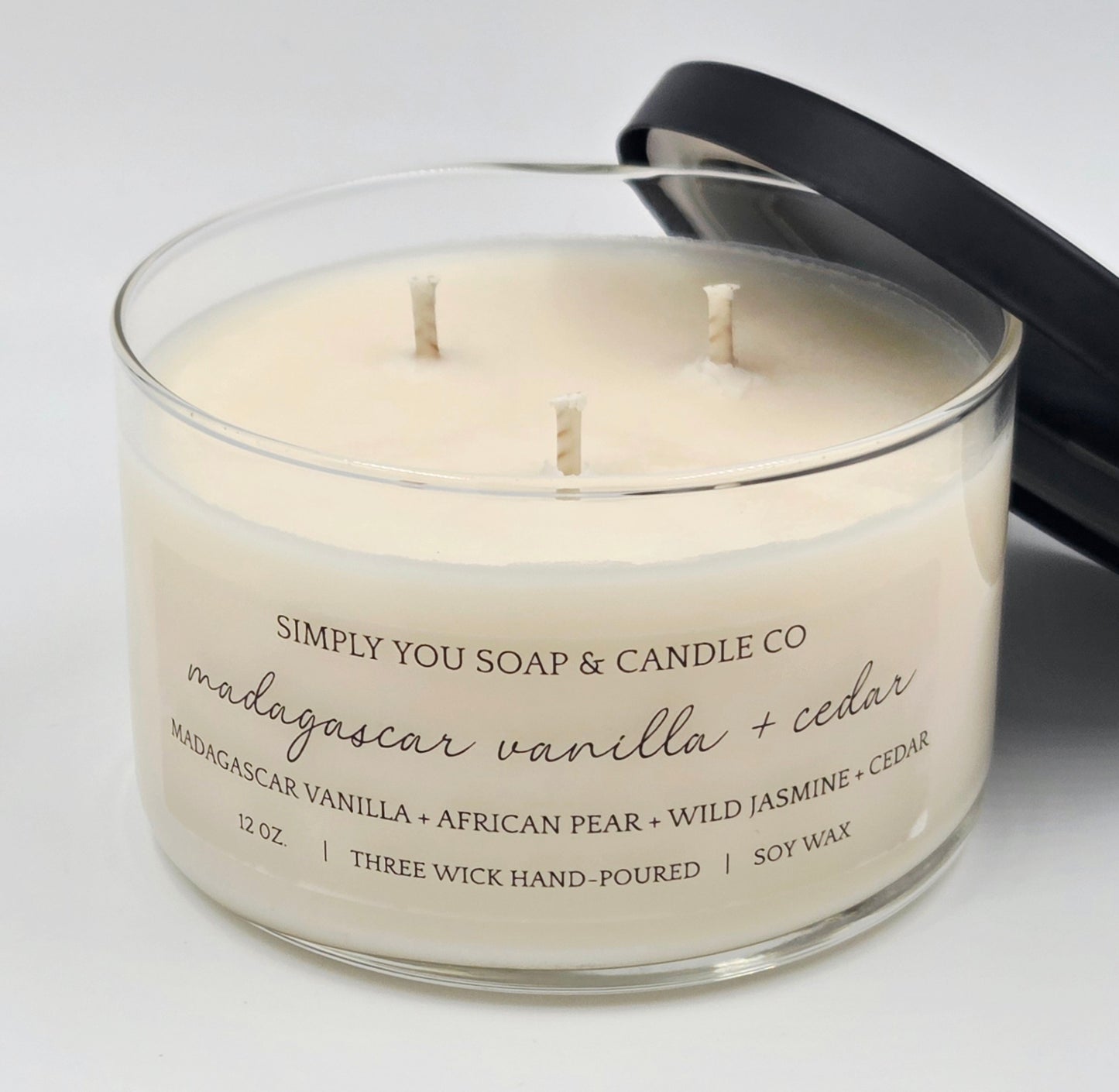 Madagascar Vanilla & Cedar 3 Wick Soy Candle