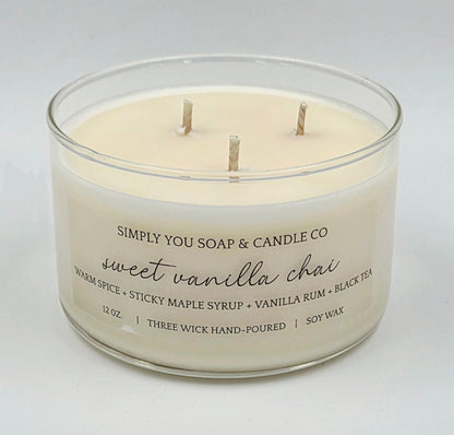 Sweet Vanilla Chai 3 Wick Soy Candle
