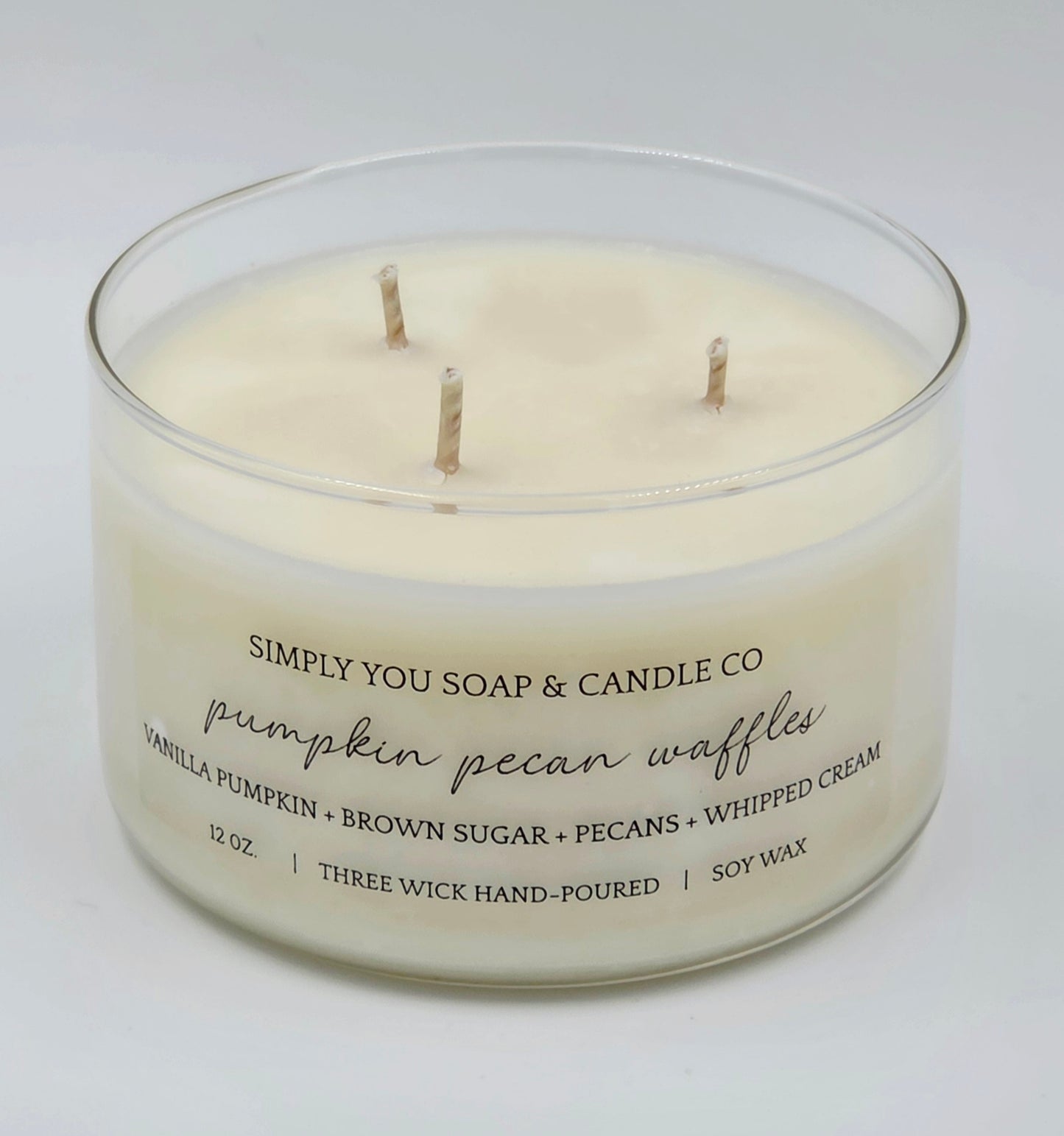 Pecan Pumpkin Waffles 3 Wick Soy Candle