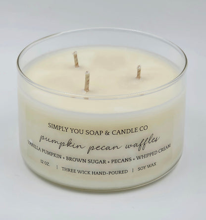 Pecan Pumpkin Waffles 3 Wick Soy Candle