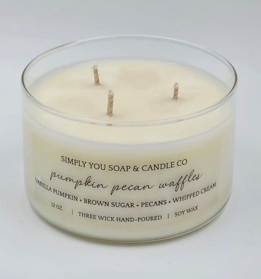 Pecan Pumpkin Waffles 3 Wick Soy Candle