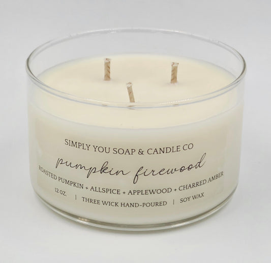 Pumpkin Firewood 3 Wick Soy Candle