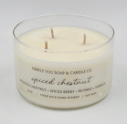 Spiced Chestnut 3 Wick Soy Candle