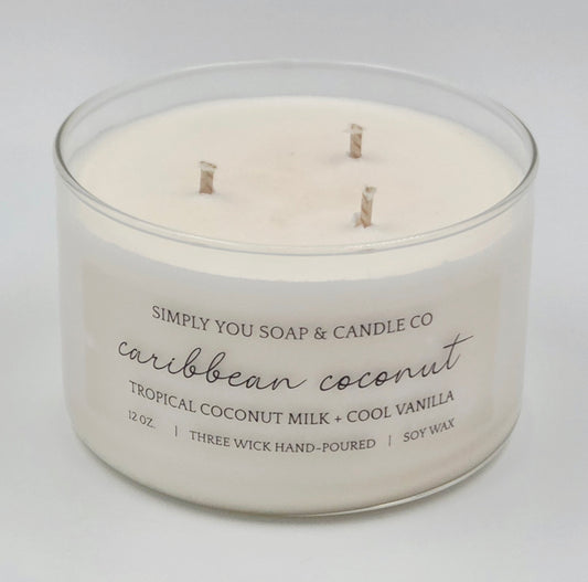 Caribbean Coconut 3 Wick Soy Candle