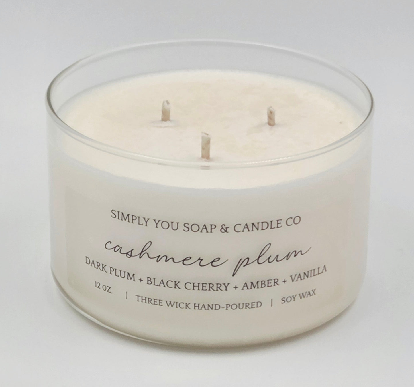 Cashmere Plum Woods 3 Wick Soy Candle