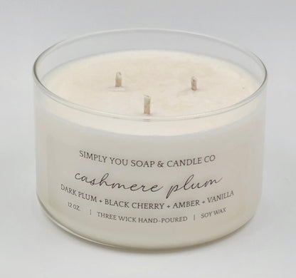 Cashmere Plum Woods 3 Wick Soy Candle