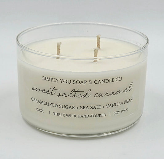 Sweet Salted Caramel 3 Wick Soy Candle